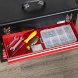 easycomfort cassetta porta attrezzi in acciaio con 4 cassetti e vassoio superiore 51x22x39.5 cm rosso e nero