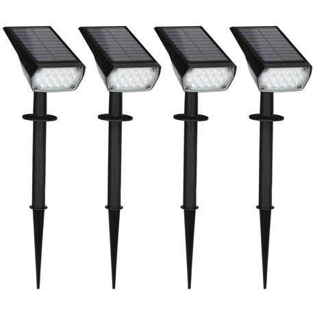easycomfort set da 4 faretti da giardino e muro con picchetto luce solare 2 luminosita 17x10x48.3cm nero