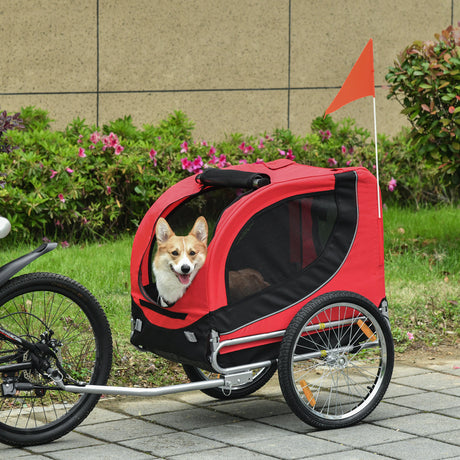 easycomfort easycomfort rimorchio bici per cani e animali domestici rosso e nero 130 x 90 x 110cm