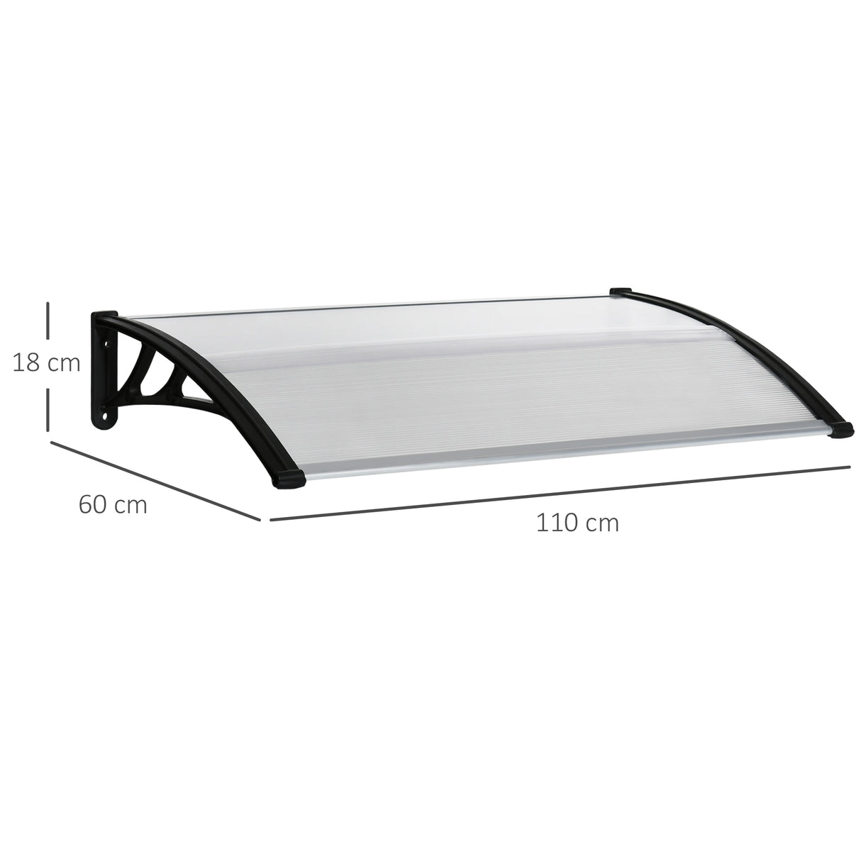 easycomfort easycomfort pensilina da esterno per finestre e porte in policarbonato e alluminio 110x60x18cm trasparente