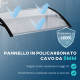 easycomfort easycomfort pensilina da esterno per finestre e porte in policarbonato e alluminio 110x60x18cm trasparente