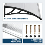 easycomfort easycomfort pensilina da esterno per finestre e porte in policarbonato e alluminio 110x60x18cm trasparente