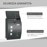 easycomfort cassetta postale ricurva in acciaio con 3 fessure e 2 chiavi di sicurezza 45x10x32 cm grigio