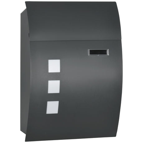easycomfort cassetta postale ricurva in acciaio con 3 fessure e 2 chiavi di sicurezza 45x10x32 cm grigio