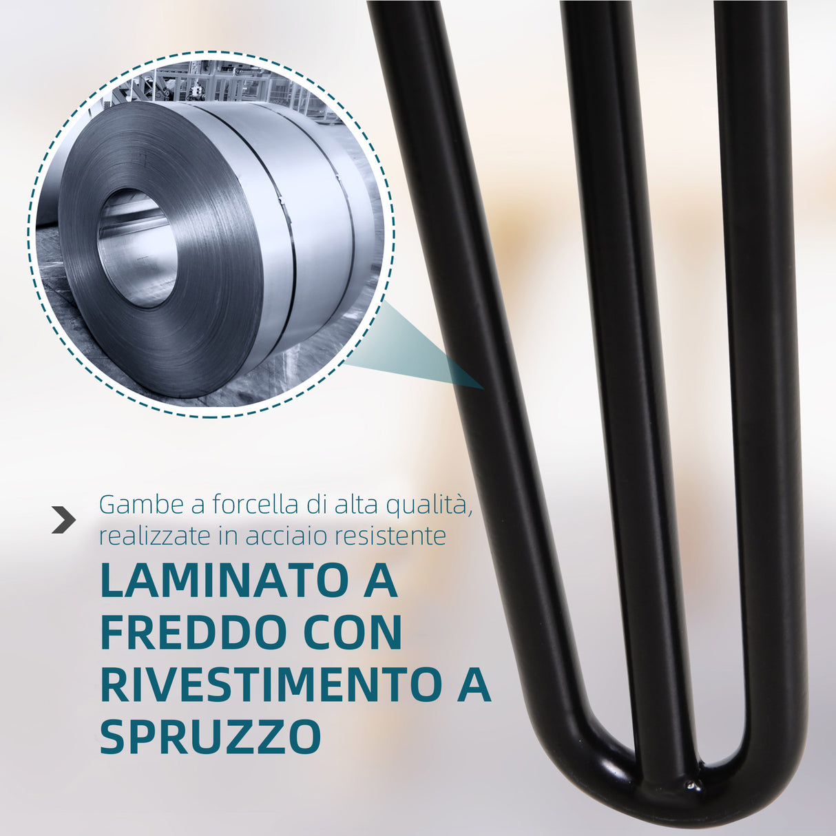 easycomfort gambe per tavoli set 4 pezzi in acciaio preforato con 20 viti incluse 12x12x71 cm nero