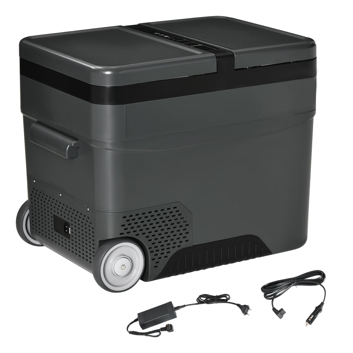 easycomfort frigo portatile elettrico a compressore da 45l con maniglia telescopica e ruote frigorifero piccolo da 12 24v dc e 110 240v ac per auto e camion