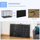 easycomfort easycomfort gabbia trasportino in acciaio per animali pieghevole nero 122x77x82cm