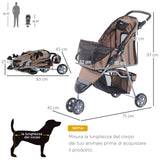 easycomfort passeggino per cani carrello per animali domestici caffe 75 x 45 x 97cm