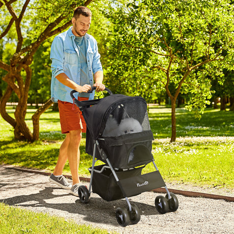 easycomfort easycomfort passeggino per animali domestici pieghevole nero 77x47x101cm