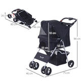 easycomfort easycomfort passeggino per animali domestici pieghevole nero 77x47x101cm
