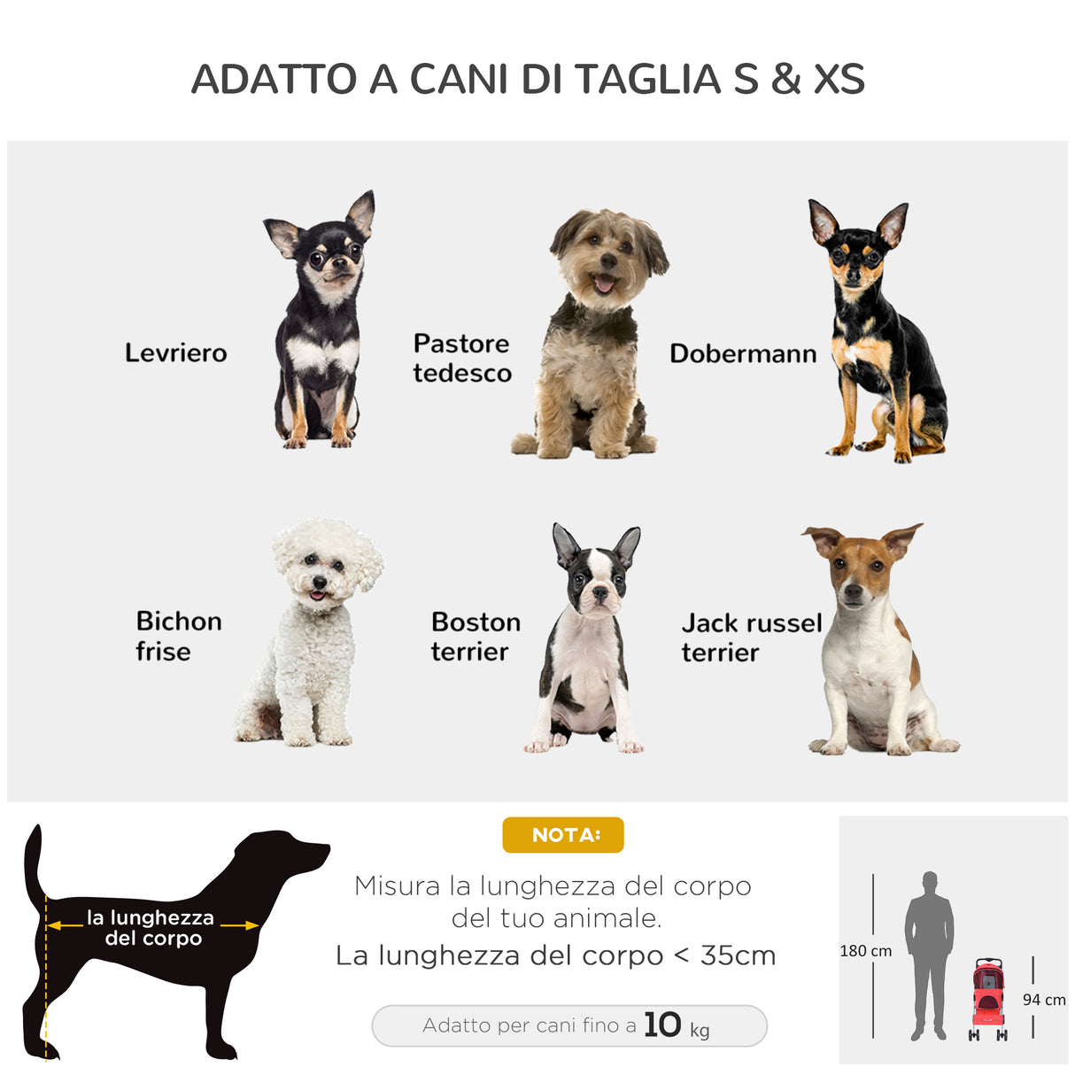 easycomfort easycomfort passeggino per animali domestici pieghevole rosso 75 x 46 x 94 cm