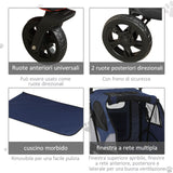 easycomfort passeggino per cani fino a 30kg pieghevole con manubrio regolabile grigio e blu