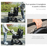easycomfort passeggino per cani piccoli pieghevole con maniglione girevole ruote in eva e cestino portaoggetti nero