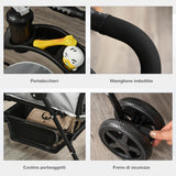 easycomfort passeggino per cani piccoli pieghevole con guinzaglio di sicurezza e cestino portaoggetti grigio