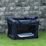 easycomfort borsa per cani a 3 ingressi con cuscino e sacche portaoggetti in tessuto oxford blu e metallo 70x51x50 cm