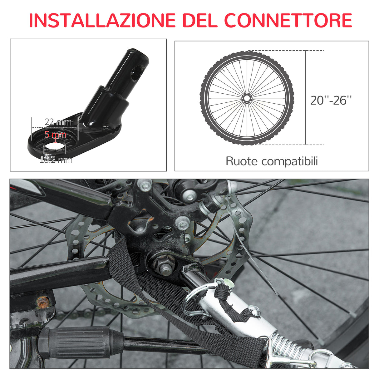 easycomfort rimorchio cani con ingresso a cerniera ruote e bandiera in acciaio e tessuto oxford rosso argento nero