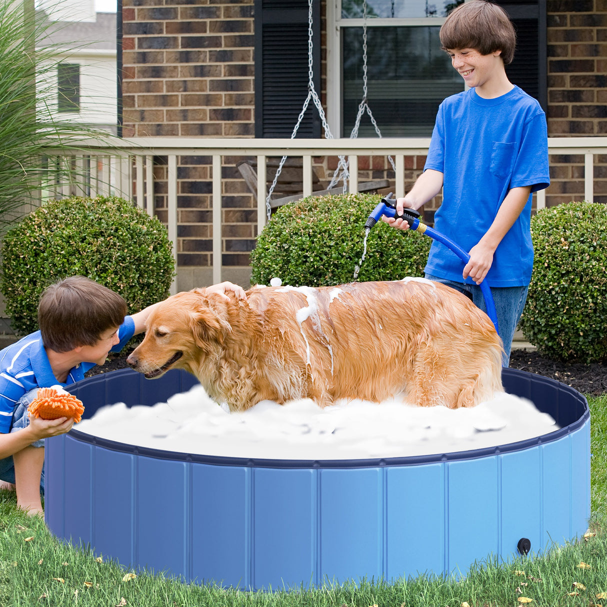 easycomfort easycomfort piscina pieghevole per cani in pvc azzurro 140x30cm oxh