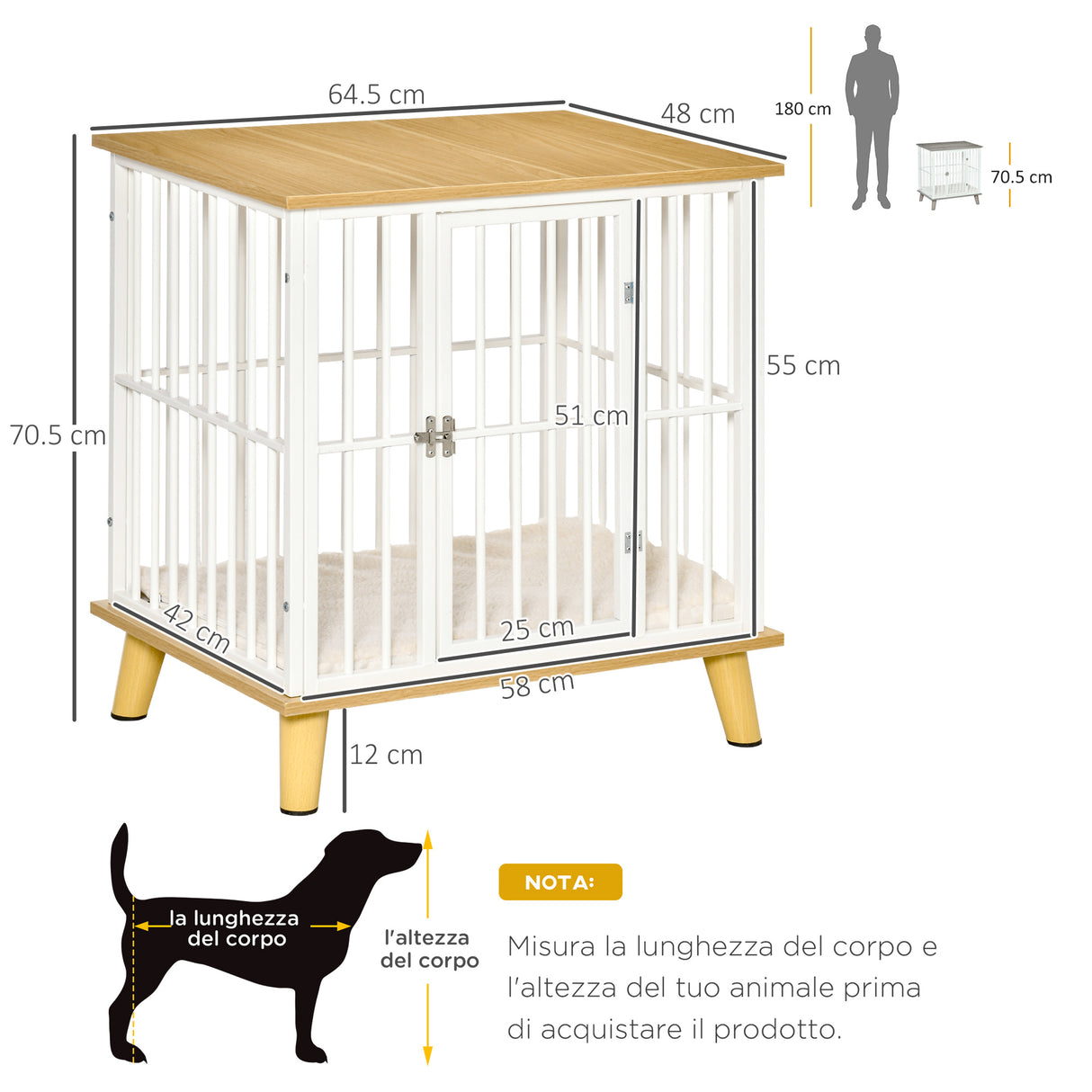 easycomfort easycomfort casetta per cani piccoli da interno con cuscino rimovibile e lavabile 64 5x48x 70 5cm quercia