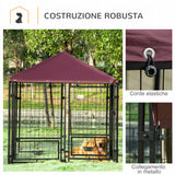easycomfort easycomfort recinto per cani da esterno con serratura 2 ciotole girevoli e copertura rimovibile nero e rosso