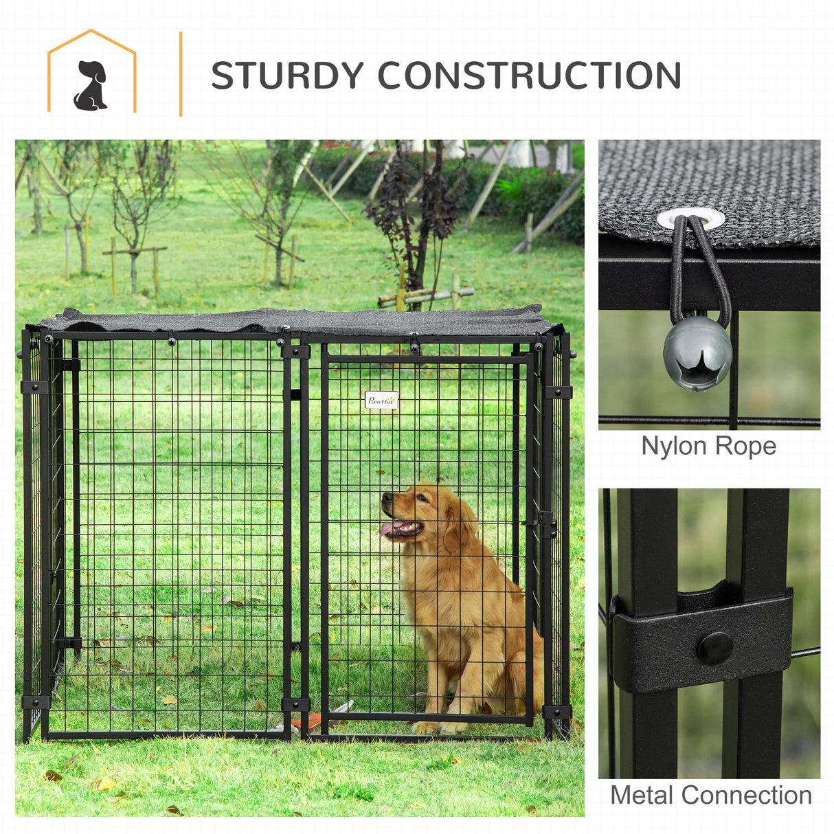 easycomfort recinto per cani pieghevole con copertura 8 pannelli con porta bloccabile 141x141x113cm nero