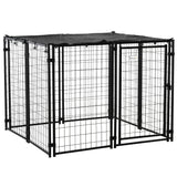easycomfort recinto per cani pieghevole con copertura 8 pannelli con porta bloccabile 141x141x113cm nero