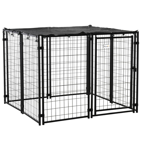 easycomfort recinto per cani pieghevole con copertura 8 pannelli con porta bloccabile 141x141x113cm nero