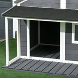 easycomfort easycomfort cuccia per cani da esterno con terrazza finestra e tetto impermeabile 124x112x105cm grigio