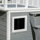 easycomfort easycomfort casetta per cani con terrazza scaletta e finestra 121x77x78cm grigio chiaro