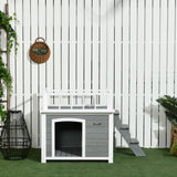 easycomfort easycomfort casetta per cani con terrazza scaletta e finestra 121x77x78cm grigio chiaro