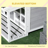 easycomfort easycomfort cuccia per cani da esterno in legno e pvc con portico e finestre 126x118x105cm grigio