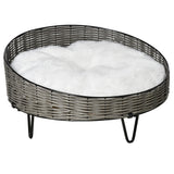 easycomfort easycomfort cuccia per cani e gatti in rattan pe con cuscino in peluche lavabile 60x32cm grigio scuro