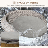 easycomfort cuccia per cani e gatti rotonda con bordi rialzati e cuscino lettino per cani imbottito effetto velluto 93x15cm grigia