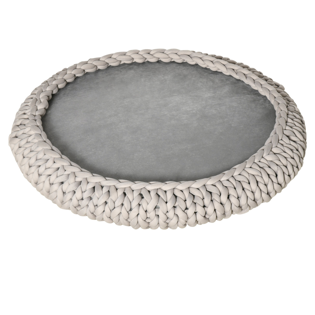 easycomfort cuccia per cani e gatti rotonda con bordi rialzati e cuscino lettino per cani imbottito effetto velluto 93x15cm grigia