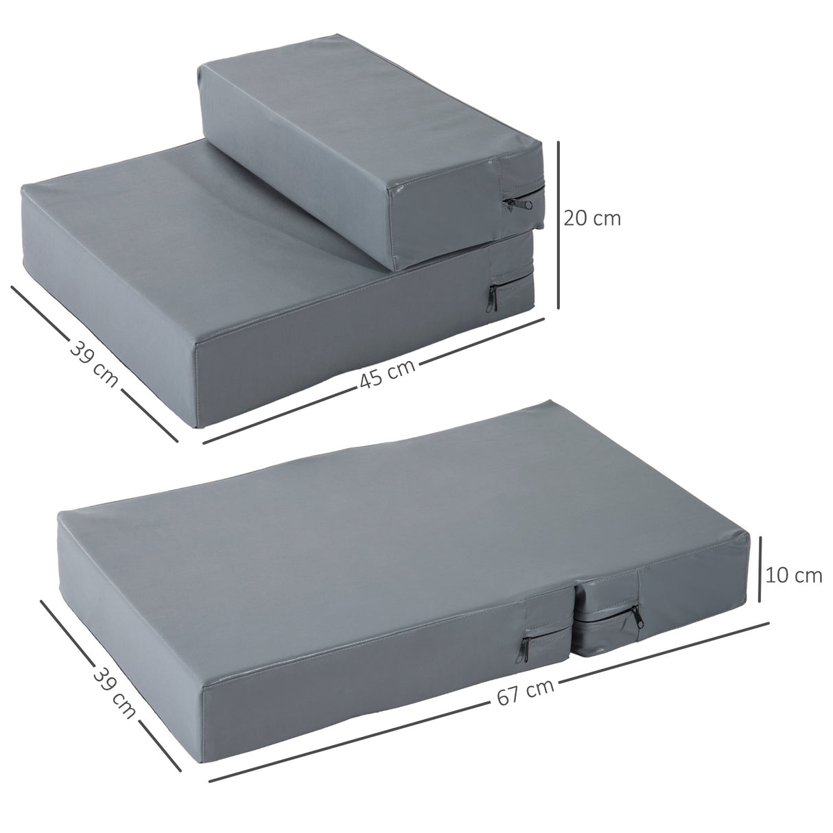 easycomfort easycomfort scaletta per cani materassino 2 in 1 in pu e gommapiuma 45x39x20cm grigio