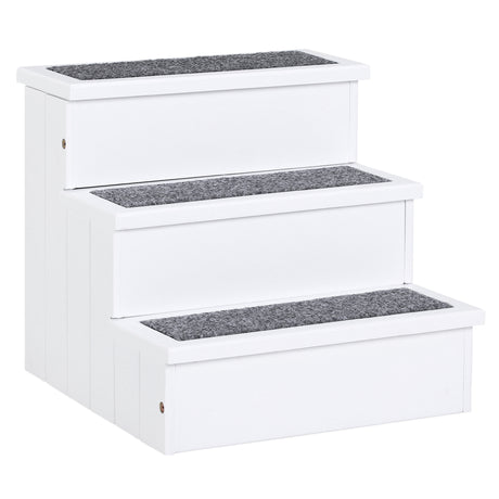easycomfort scaletta per cani a 3 gradini con tappeto antiscivolo e spazio interno 40.5x44.5x38cm bianco