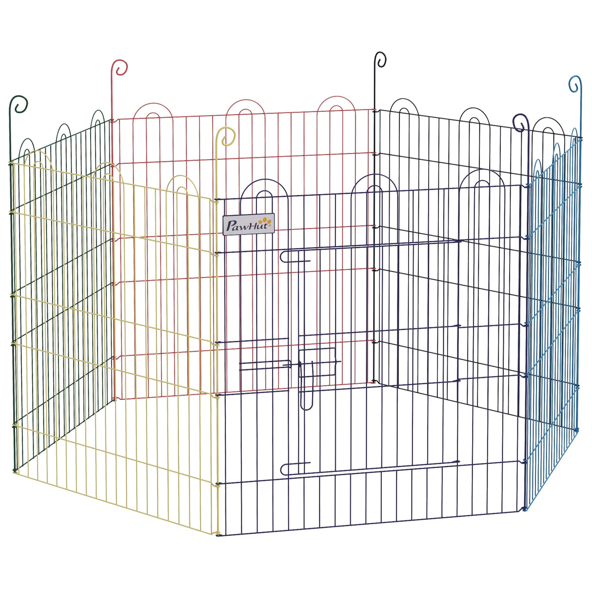 easycomfort cancellino per cani a 6 pannelli in metallo con chiusura a scatto o120x60 cm multicolore