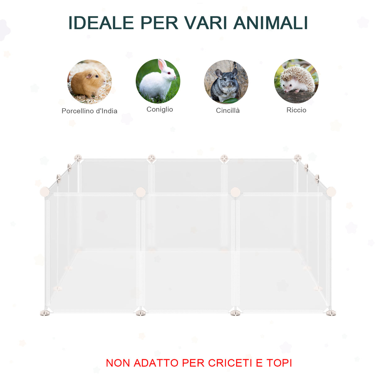 easycomfort recinto per conigli cuccioli e piccoli animali modulabile in metallo e pp 12 pannelli da 35x45cm bianco