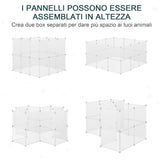 easycomfort recinto per conigli cuccioli e piccoli animali modulabile in metallo e pp 12 pannelli da 35x45cm bianco