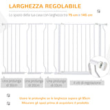easycomfort easycomfort cancelletto di sicurezza per cani in acciaio e abs estensibile 75 145cm per scale e porte bianco