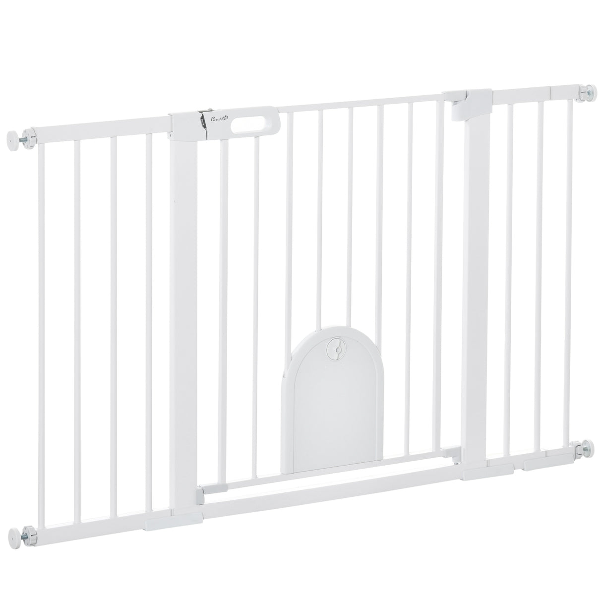 easycomfort cancelletto per cani estensibile con porta a chiusura automatica in metallo e abs 75 131x76 cm bianco