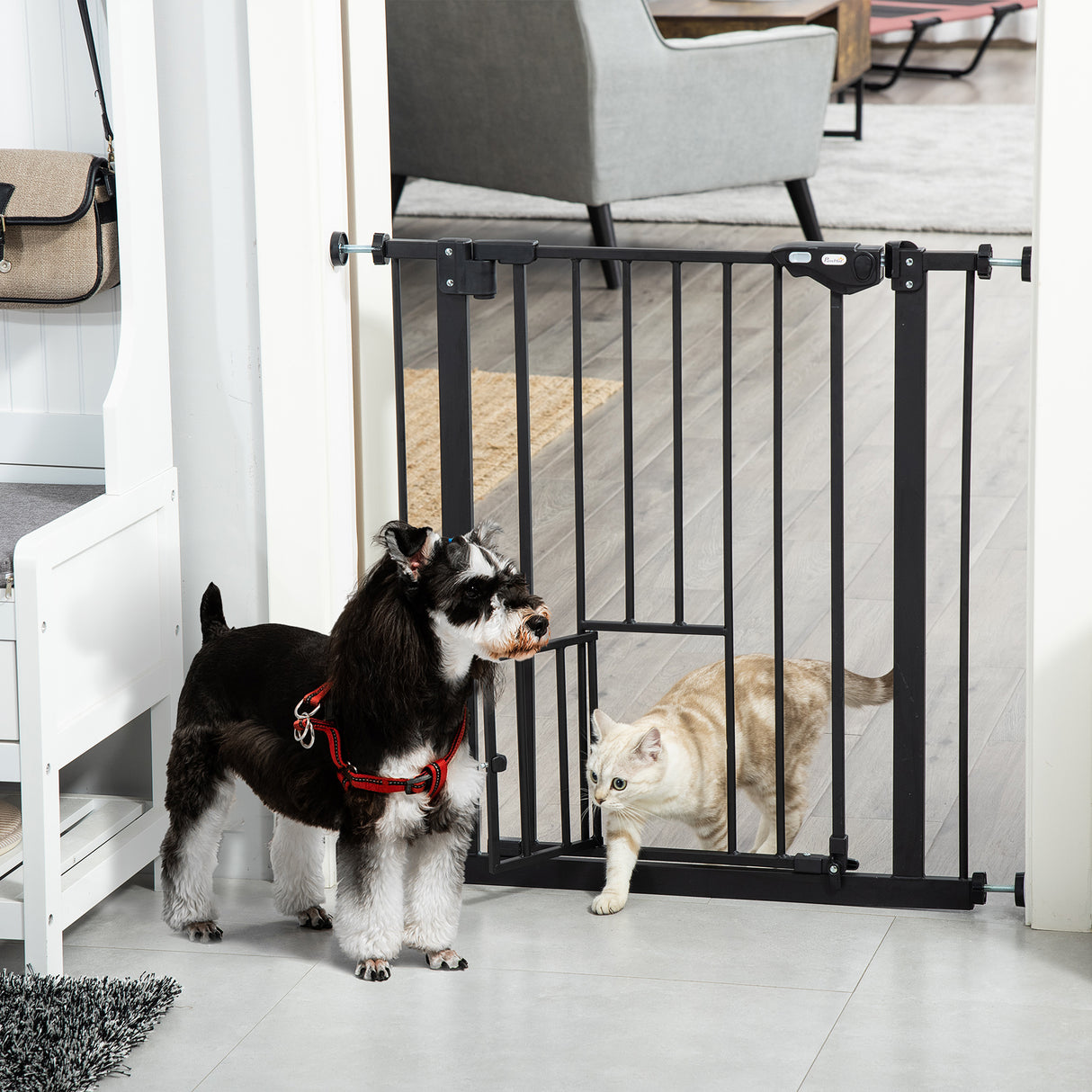 easycomfort cancelletto per cani con fissaggio a pressione estensibile da 74 80cm con chiusura automatica nero