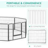 easycomfort recinto per cani e animali domestici con 16 pannelli modulabili in acciaio e 2 ingressi 80x1.5x60cm nero