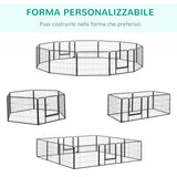 easycomfort recinto per cani e animali domestici con 12 pannelli modulabili in acciaio e 2 ingressi 80x1.5x60cm nero