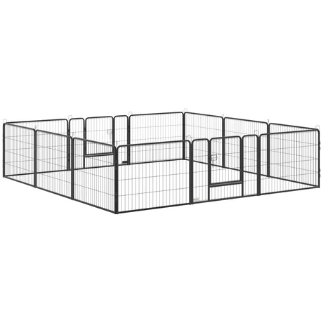 easycomfort recinto per cani e animali domestici con 12 pannelli modulabili in acciaio e 2 ingressi 80x1.5x60cm nero