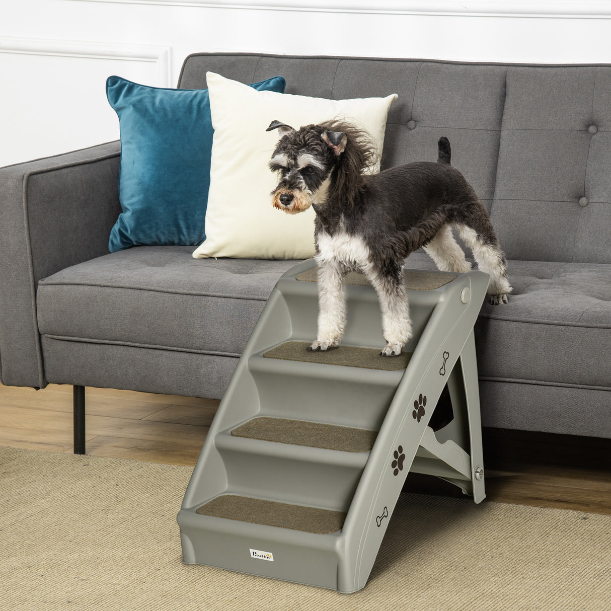 easycomfort scaletta per cani pieghevole con 4 gradini antiscivolo animali fino 20kg grigio