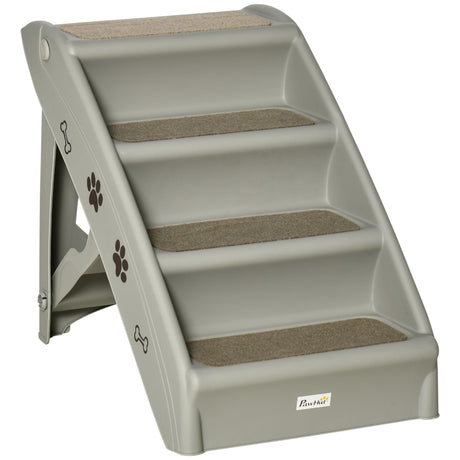 easycomfort scaletta per cani pieghevole con 4 gradini antiscivolo animali fino 20kg grigio