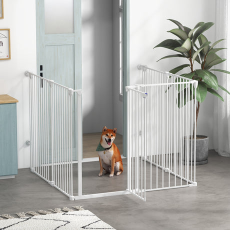 easycomfort easycomfort cancellino per cani di taglia media pieghevole a 6 pannelli in acciaio e plastica 123x102x100 cm bianco