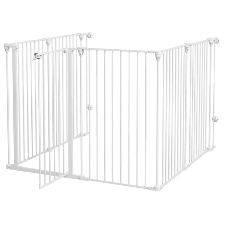 easycomfort easycomfort cancellino per cani di taglia media pieghevole a 6 pannelli in acciaio e plastica 123x102x100 cm bianco