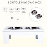 easycomfort easycomfort ciotola rialzata per cani in acciaio inossidabile 2 piatti 44x24x15cm
