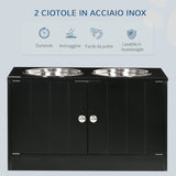 easycomfort ciotola per cani rialzata con vano contenitore 2 ciotole in acciaio inox rimovibili 60x30x35.5cm nero